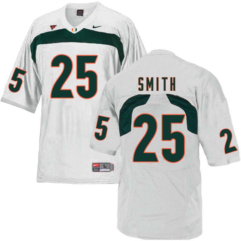 Nike Miami Hurricanes #25 Derrick Smith College Football Jerseys Sale-White - Click Image to Close